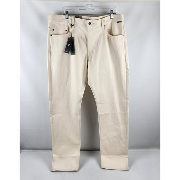 G Star RAW Jeans Mens 38x34 Ivory Beige Triple A Regular Straight Button Fly NWT - Picture 1 of 16
